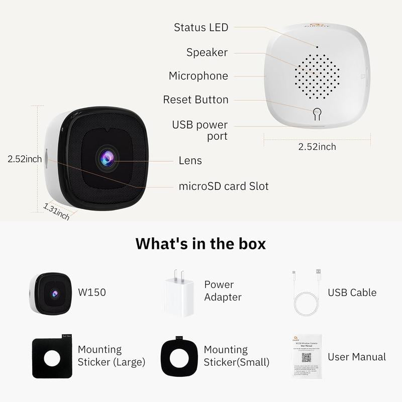 3MP 2K Window Camera,2.4GHz & 5GHz WiFi Indoor Cameras for Home Security with ChromaMax Al Color Night Vision,Person & Motion Detection,24/7 Recording,Easy & Quick Install
